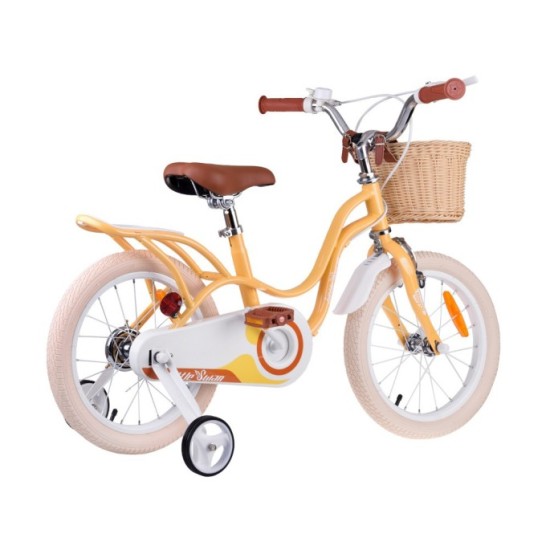 RoyalBaby Detský Bickyel Little Swan 16" Retro s košíkom a zvončekom, žltý