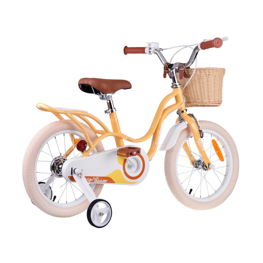 RoyalBaby Detský Bickyel Little Swan 16" Retro s košíkom a zvončekom, žltý
