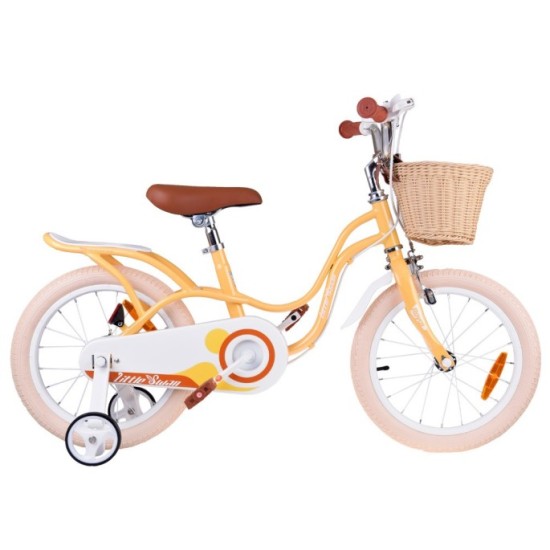 RoyalBaby Detský Bickyel Little Swan 16" Retro s košíkom a zvončekom, žltý