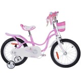 RoyalBaby Detský Bickyel Little Swan 16" s košíkom a zvončekom, ružový
