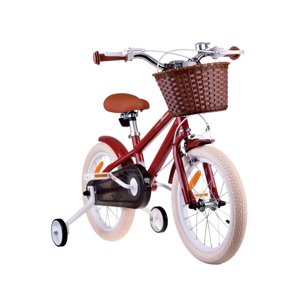 RoyalBaby Detský Bicykel RETRO MACARON 16" s košíkom a zvončekom, červený
