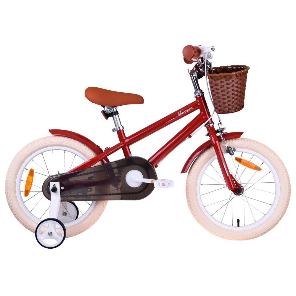 RoyalBaby Detský Bicykel RETRO MACARON 16" s košíkom a zvončekom, červený