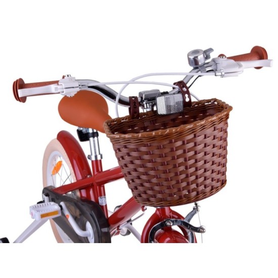 RoyalBaby Detský Bicykel RETRO MACARON 16" s košíkom a zvončekom, červený