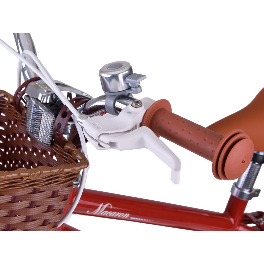 RoyalBaby Detský Bicykel RETRO MACARON 16" s košíkom a zvončekom, červený