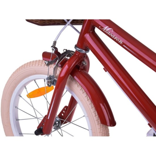 RoyalBaby Detský Bicykel RETRO MACARON 16" s košíkom a zvončekom, červený