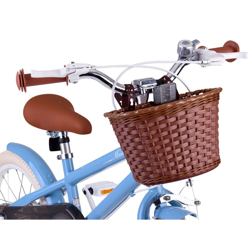 RoyalBaby Detský Bicykel RETRO MACARON 16" s košíkom a zvončekom, modrý