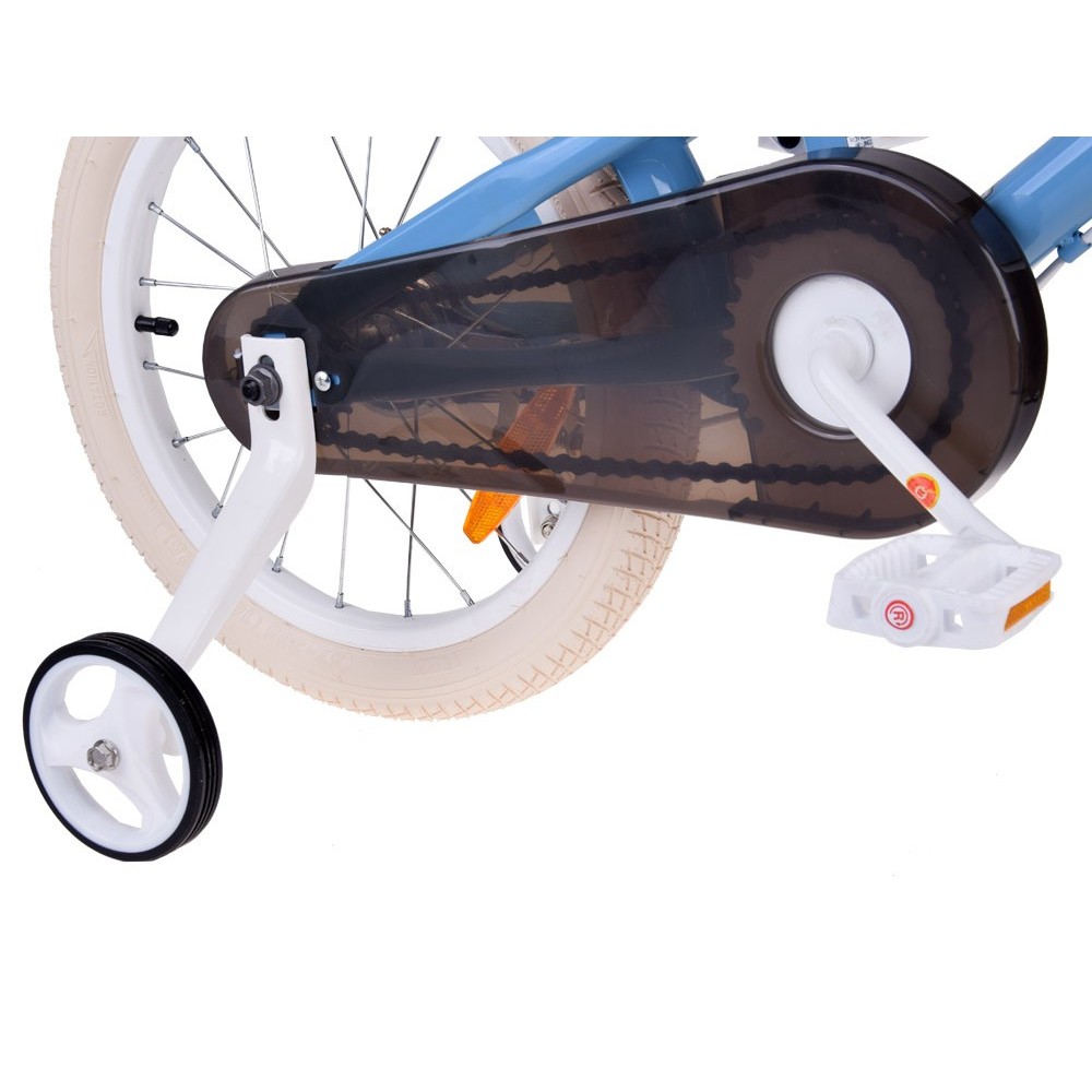 RoyalBaby Detský Bicykel RETRO MACARON 16" s košíkom a zvončekom, modrý