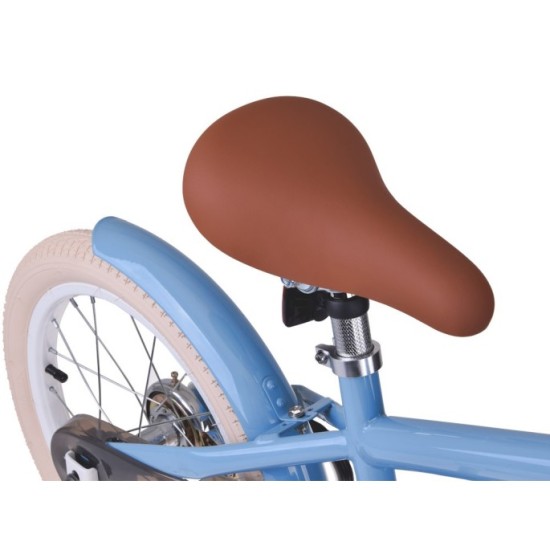 RoyalBaby Detský Bicykel RETRO MACARON 16" s košíkom a zvončekom, modrý