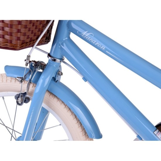 RoyalBaby Detský Bicykel RETRO MACARON 16" s košíkom a zvončekom, modrý