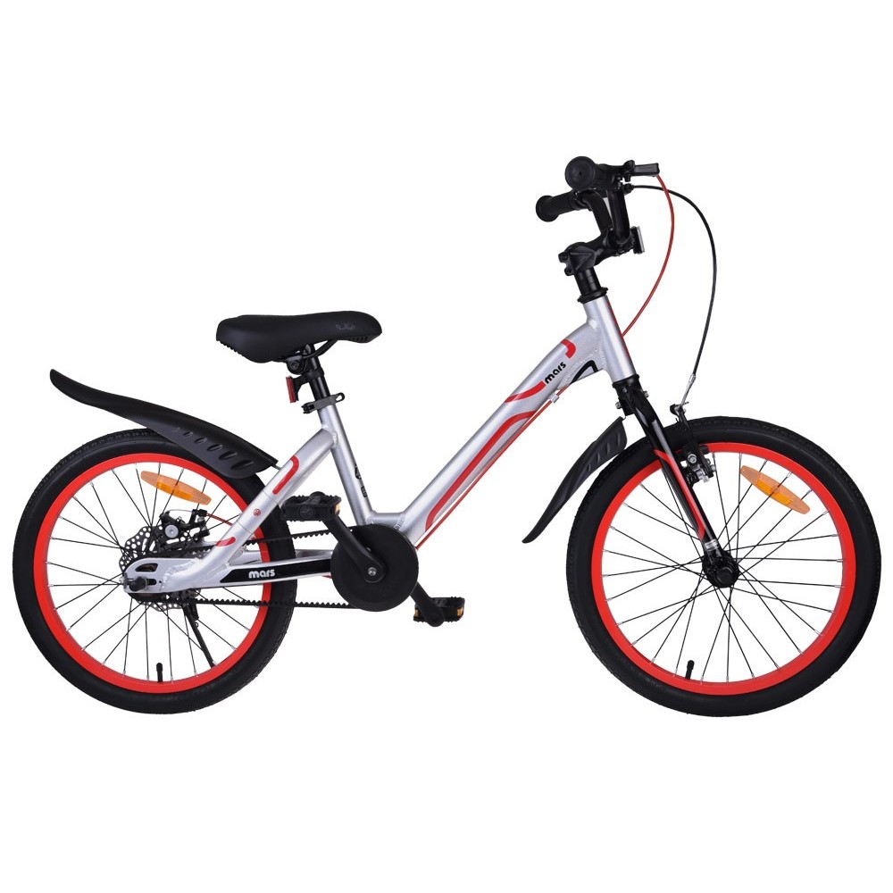 RoyalBaby Ultra ĽAHKÝ Hliníkový Detský Bicykel 18" Mars so zvončekom, váha bicykla 8,2kg, strieborný