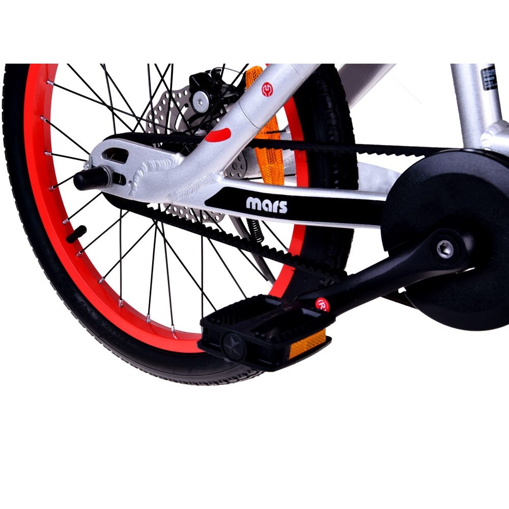 RoyalBaby Ultra ĽAHKÝ Hliníkový Detský Bicykel 18" Mars so zvončekom, váha bicykla 8,2kg, strieborný