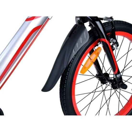 RoyalBaby Ultra ĽAHKÝ Hliníkový Detský Bicykel 18" Mars so zvončekom, váha bicykla 8,2kg, strieborný