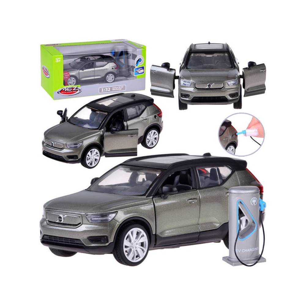JOKO Kovové autíčko Elektrické Volvo Electric Crossover Volvo XC40 so svetlom a zvukom + Nabíjacia stanica, sivé