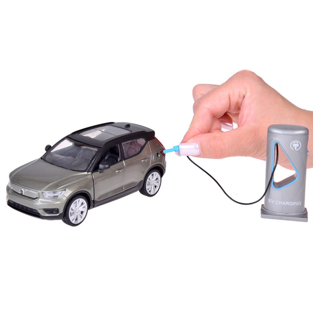 JOKO Kovové autíčko Elektrické Volvo Electric Crossover Volvo XC40 so svetlom a zvukom + Nabíjacia stanica, sivé