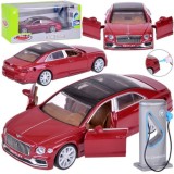 JOKO Kovový Model Elektrické Auto Bentley Flying Spur Hybrid so svetlom a zvukom + NABÍJACIA Stanica + otváracie dvere, bordové