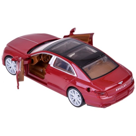 JOKO Kovový Model Elektrické Auto Bentley Flying Spur Hybrid so svetlom a zvukom + NABÍJACIA Stanica + otváracie dvere, bordové