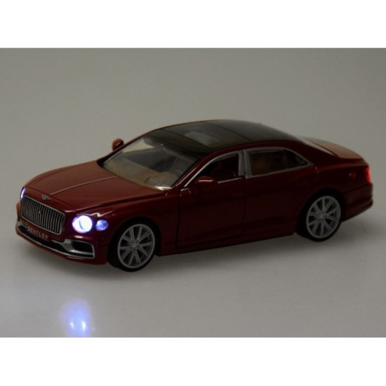 JOKO Kovový Model Elektrické Auto Bentley Flying Spur Hybrid so svetlom a zvukom + NABÍJACIA Stanica + otváracie dvere, bordové