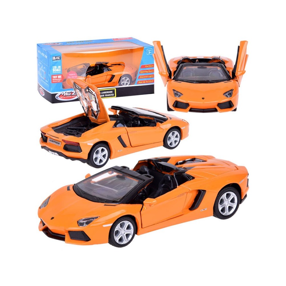 JOKO Kovový Model Auto Lamborghini Aventador Roadster 1:32 so svetlom a zvukom + otváracie dvere, oranžové