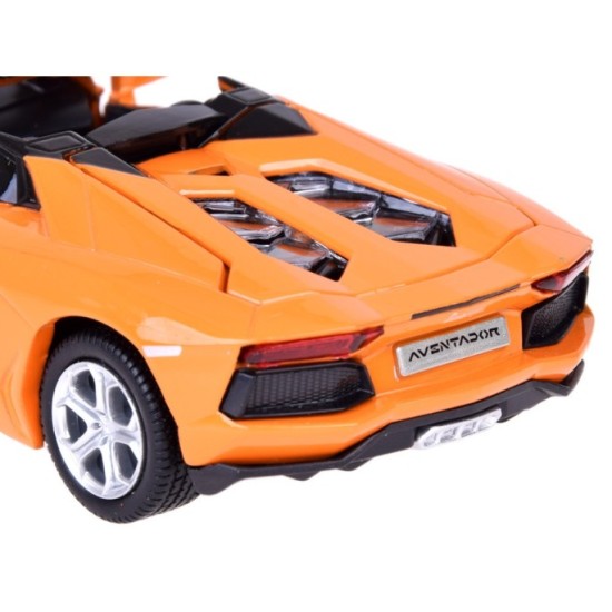 JOKO Kovový Model Auto Lamborghini Aventador Roadster 1:32 so svetlom a zvukom + otváracie dvere, oranžové
