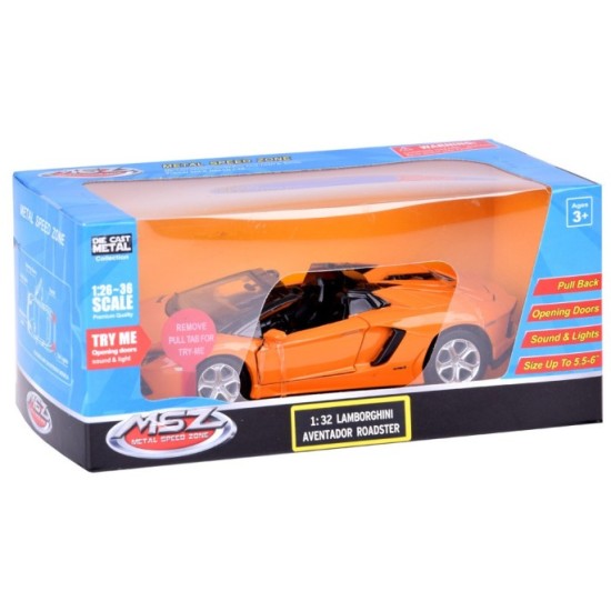 JOKO Kovový Model Auto Lamborghini Aventador Roadster 1:32 so svetlom a zvukom + otváracie dvere, oranžové