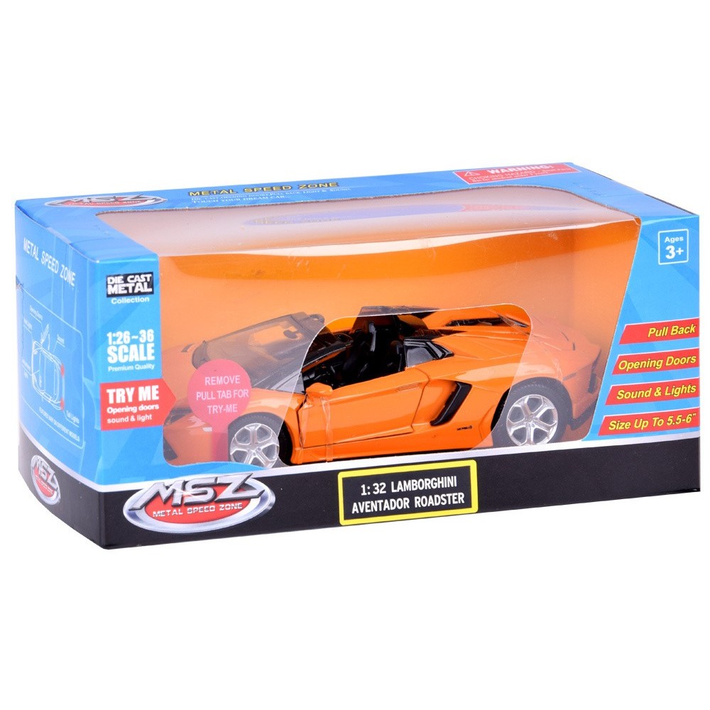 JOKO Kovový Model Auto Lamborghini Aventador Roadster 1:32 so svetlom a zvukom + otváracie dvere, oranžové