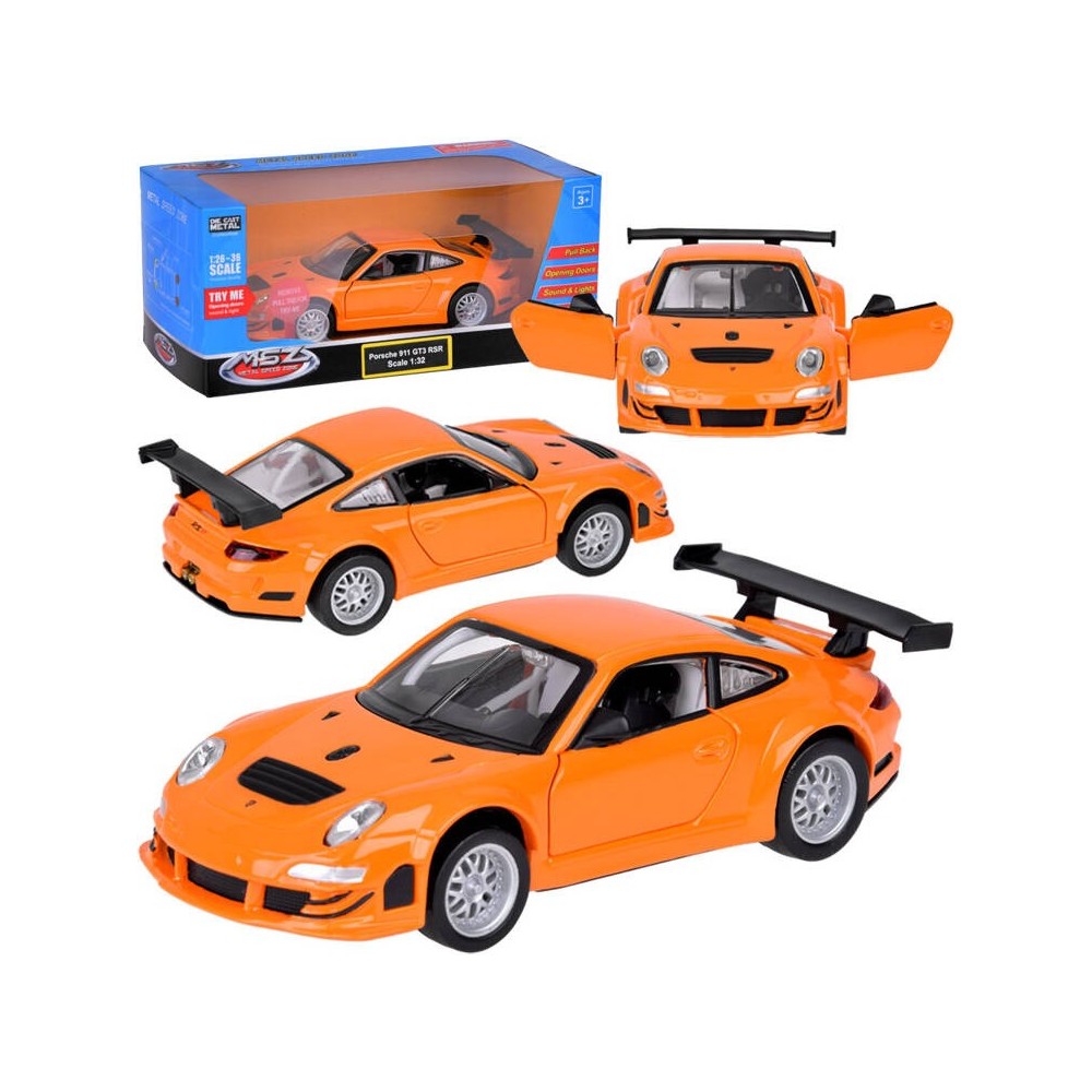 JOKO Kovový Model Auto Porsche 911 GT3 RS 1:32 so svetlom a zvukom + otváracie dvere, oranžové