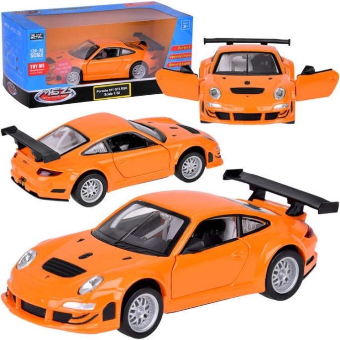 JOKO Kovový Model Auto Porsche 911 GT3 RS 1:32 so svetlom a zvukom + otváracie dvere, oranžové