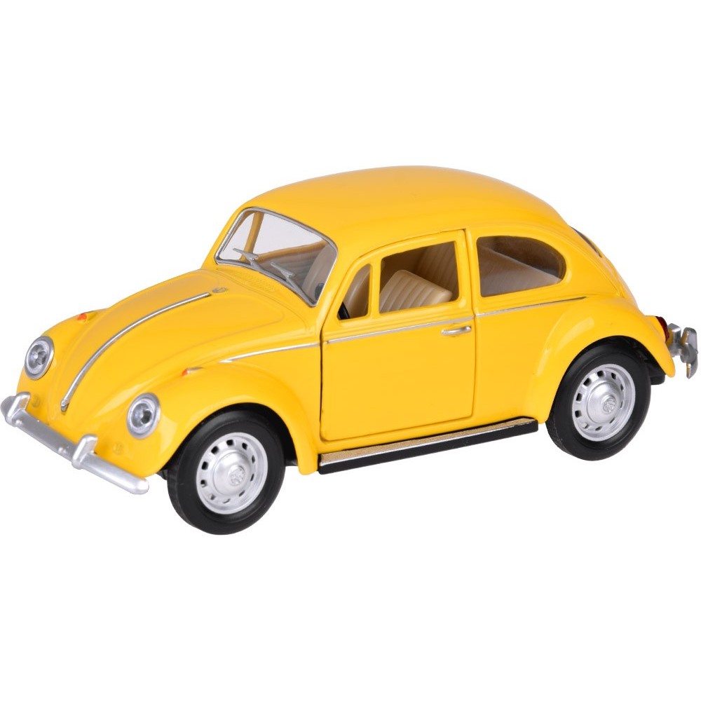 JOKO Kovové Auto Volkswagen Classical Beetle 1967 1:36 so svetlom a zvukom + otváracie dvere, žlté