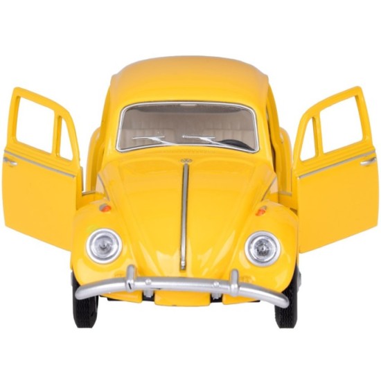 JOKO Kovové Auto Volkswagen Classical Beetle 1967 1:36 so svetlom a zvukom + otváracie dvere, žlté