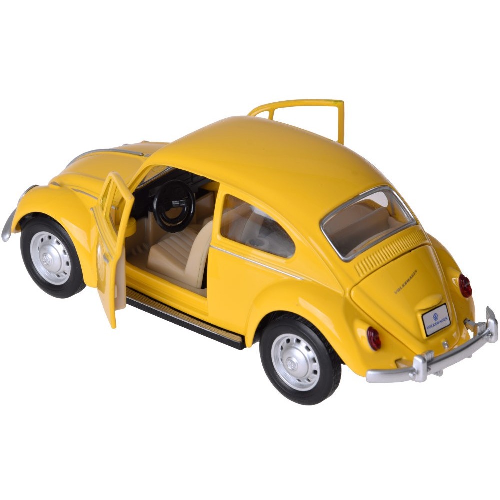JOKO Kovové Auto Volkswagen Classical Beetle 1967 1:36 so svetlom a zvukom + otváracie dvere, žlté
