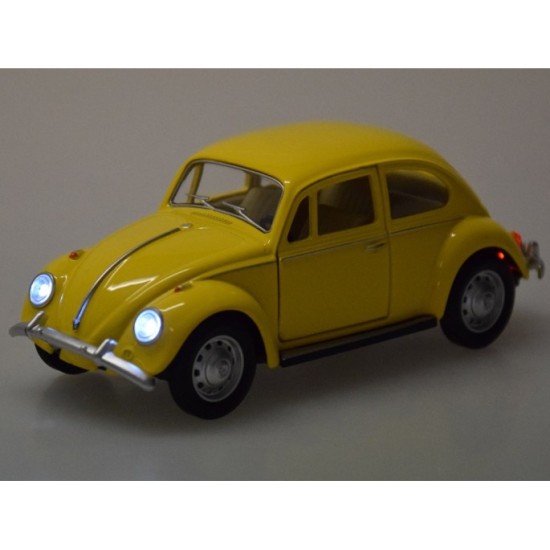 JOKO Kovové Auto Volkswagen Classical Beetle 1967 1:36 so svetlom a zvukom + otváracie dvere, žlté