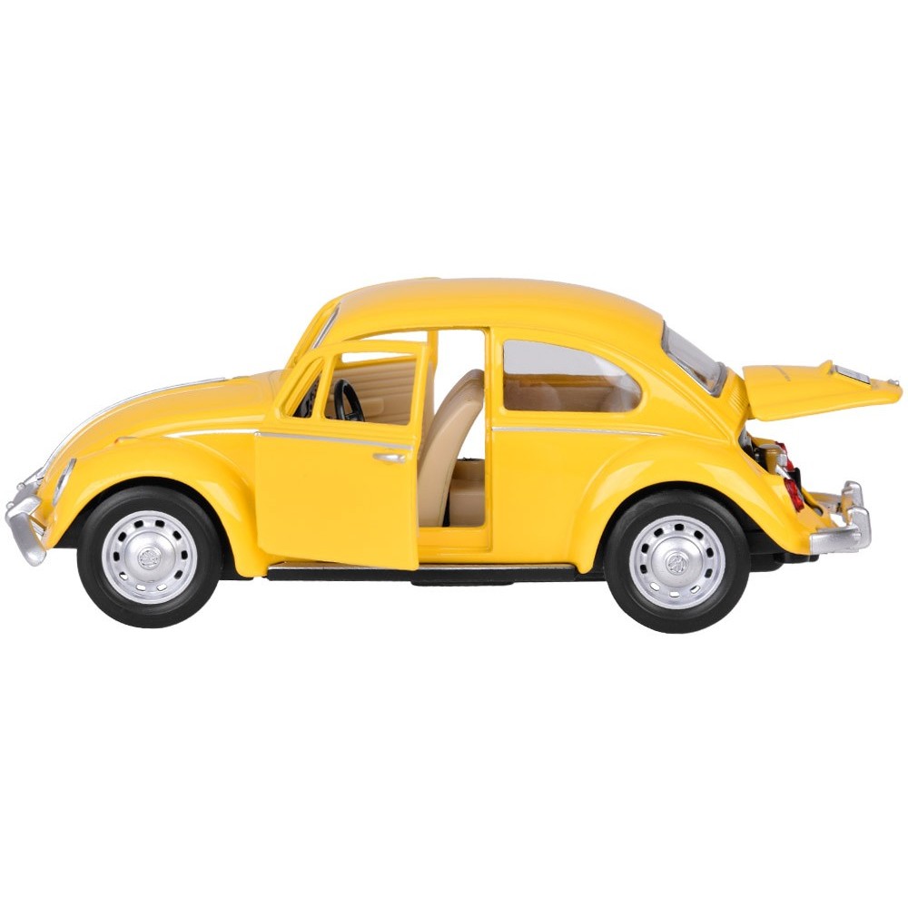 JOKO Kovové Auto Volkswagen Classical Beetle 1967 1:36 so svetlom a zvukom + otváracie dvere, žlté