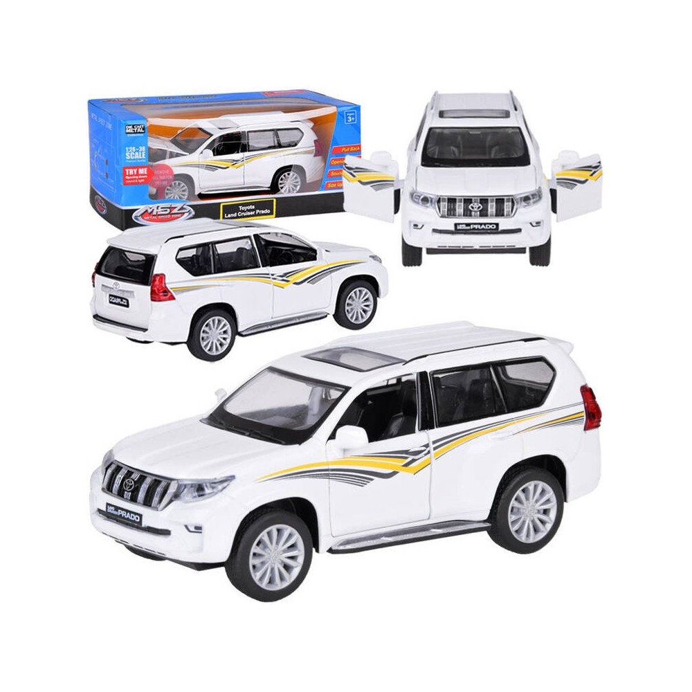 JOKO Kovové Auto TOYOTA LAND CRUISER PRADO SUV so svetlom a zvukom + otváracie dvere, biele