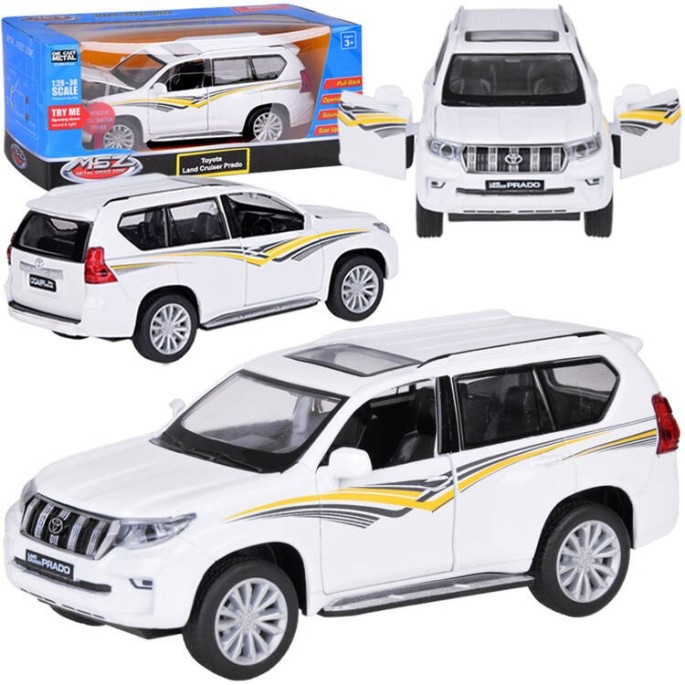 JOKO Kovové Auto TOYOTA LAND CRUISER PRADO SUV so svetlom a zvukom + otváracie dvere, biele