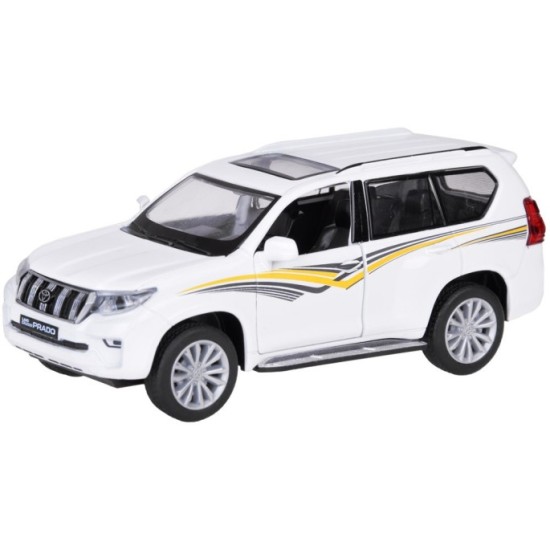 JOKO Kovové Auto TOYOTA LAND CRUISER PRADO SUV so svetlom a zvukom + otváracie dvere, biele