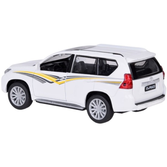 JOKO Kovové Auto TOYOTA LAND CRUISER PRADO SUV so svetlom a zvukom + otváracie dvere, biele