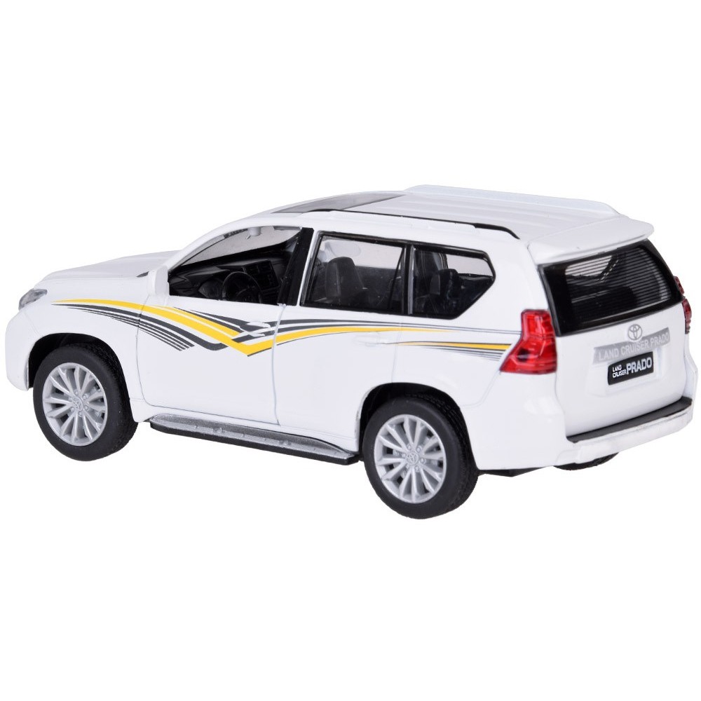 JOKO Kovové Auto TOYOTA LAND CRUISER PRADO SUV so svetlom a zvukom + otváracie dvere, biele