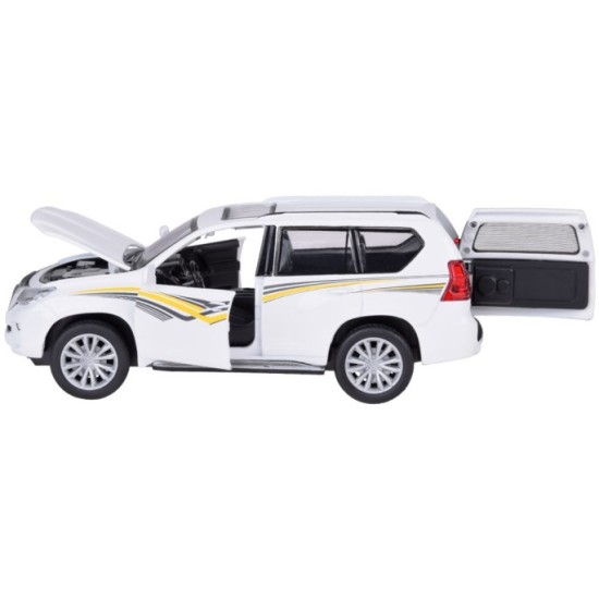 JOKO Kovové Auto TOYOTA LAND CRUISER PRADO SUV so svetlom a zvukom + otváracie dvere, biele