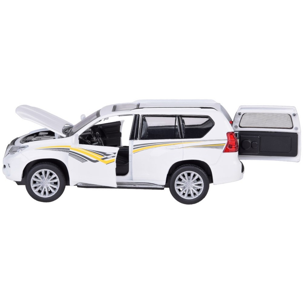 JOKO Kovové Auto TOYOTA LAND CRUISER PRADO SUV so svetlom a zvukom + otváracie dvere, biele