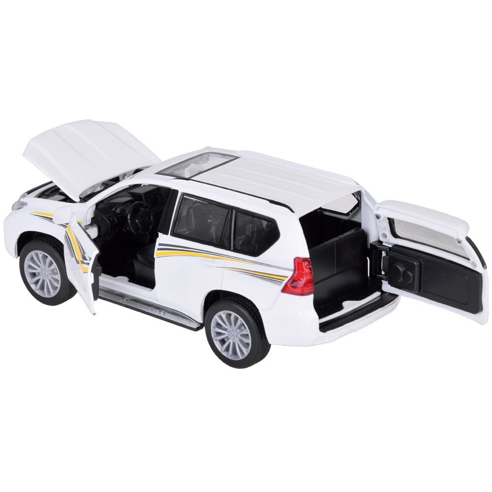 JOKO Kovové Auto TOYOTA LAND CRUISER PRADO SUV so svetlom a zvukom + otváracie dvere, biele
