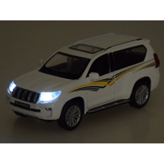 JOKO Kovové Auto TOYOTA LAND CRUISER PRADO SUV so svetlom a zvukom + otváracie dvere, biele