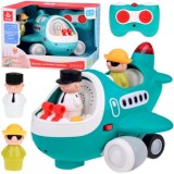 Hola Toys RC Interaktvíne Lietadlo s Pilotom pre Najmenších na diaľkové ovládanie so svetlom a zvukom + otvárací kufor na gombík