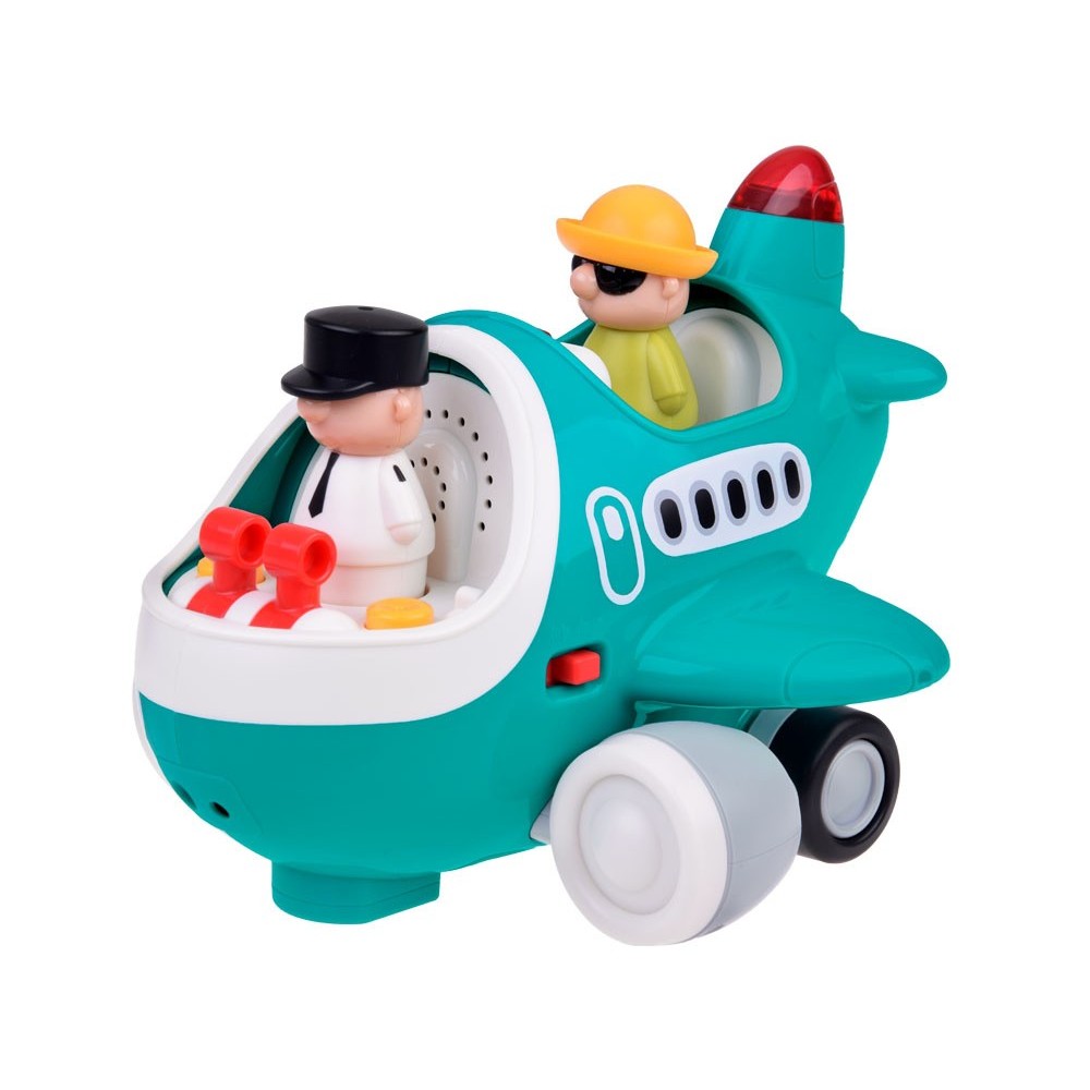 Hola Toys RC Interaktvíne Lietadlo s Pilotom pre Najmenších na diaľkové ovládanie so svetlom a zvukom + otvárací kufor na gombík