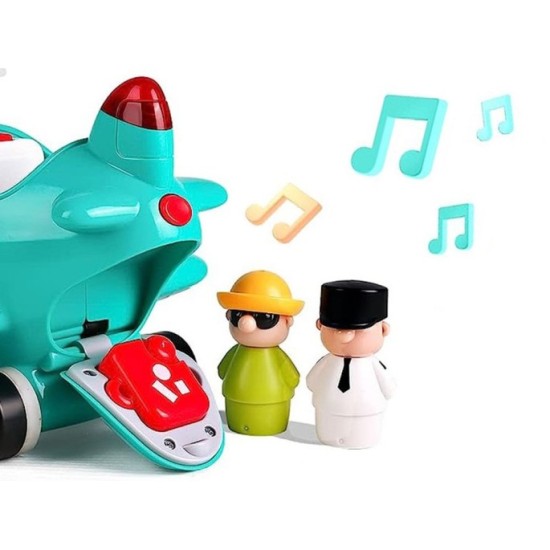 Hola Toys RC Interaktvíne Lietadlo s Pilotom pre Najmenších na diaľkové ovládanie so svetlom a zvukom + otvárací kufor na gombík