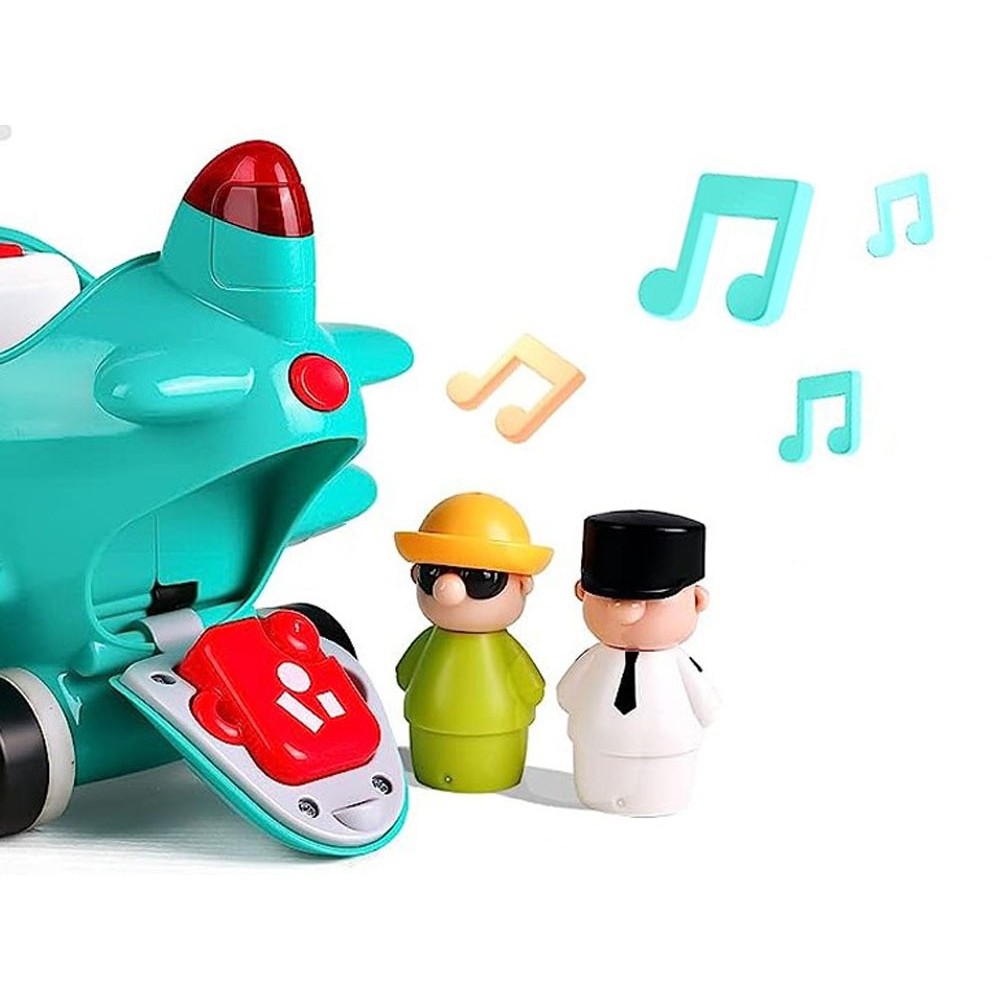 Hola Toys RC Interaktvíne Lietadlo s Pilotom pre Najmenších na diaľkové ovládanie so svetlom a zvukom + otvárací kufor na gombík