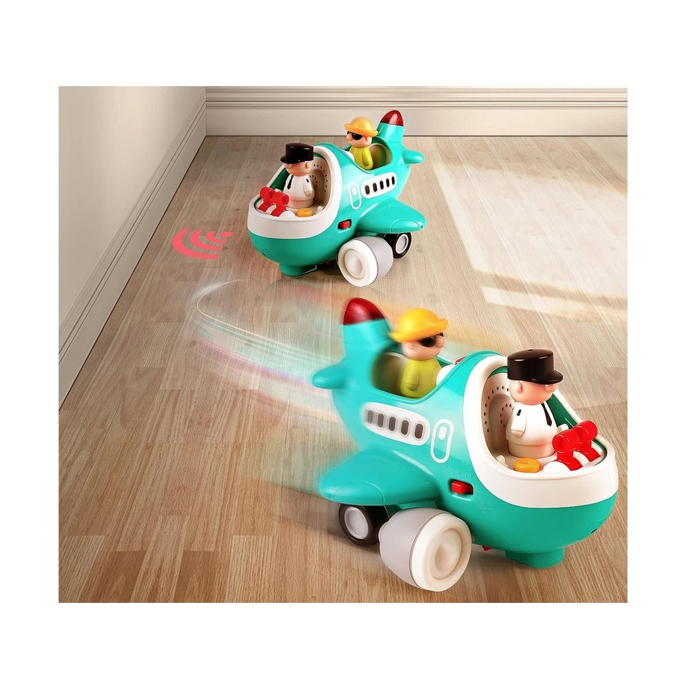 Hola Toys RC Interaktvíne Lietadlo s Pilotom pre Najmenších na diaľkové ovládanie so svetlom a zvukom + otvárací kufor na gombík