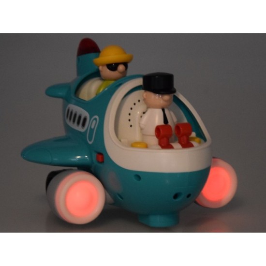Hola Toys RC Interaktvíne Lietadlo s Pilotom pre Najmenších na diaľkové ovládanie so svetlom a zvukom + otvárací kufor na gombík