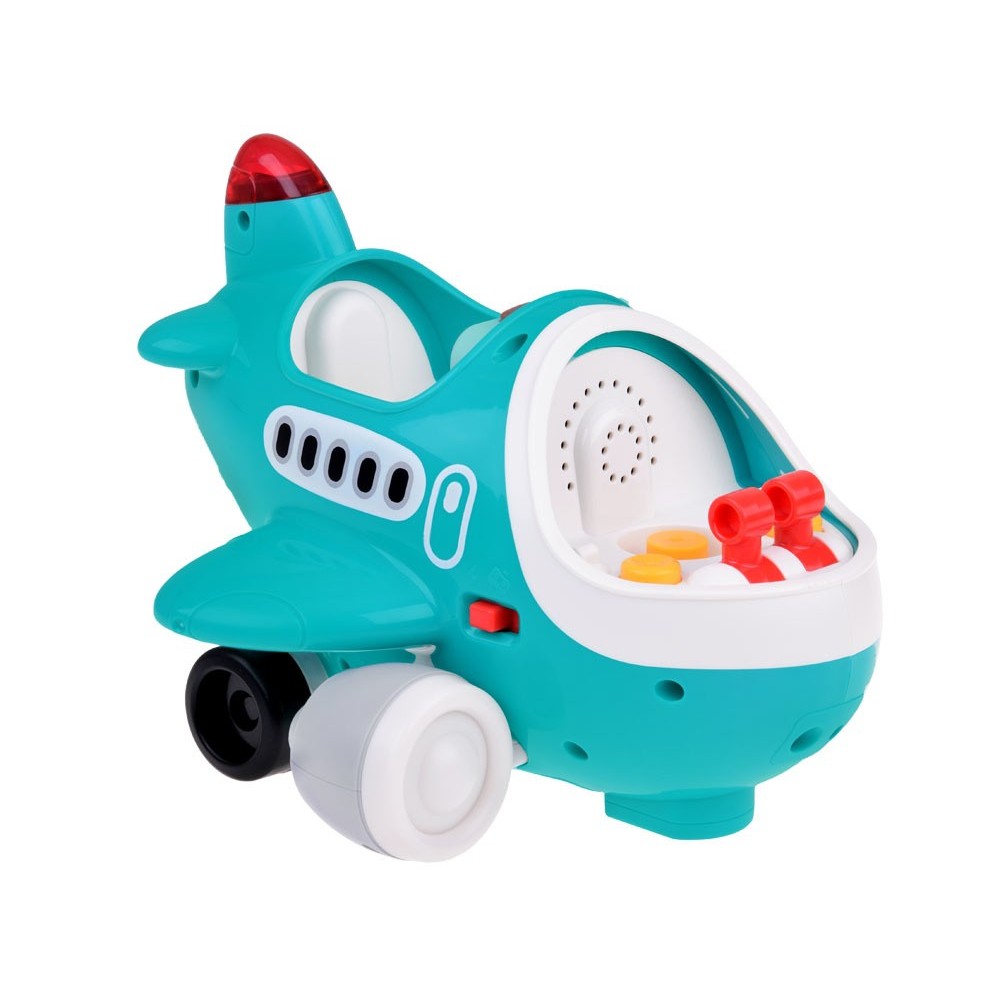 Hola Toys RC Interaktvíne Lietadlo s Pilotom pre Najmenších na diaľkové ovládanie so svetlom a zvukom + otvárací kufor na gombík