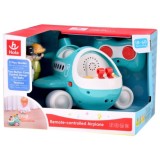Hola Toys RC Interaktvíne Lietadlo s Pilotom pre Najmenších na diaľkové ovládanie so svetlom a zvukom + otvárací kufor na gombík