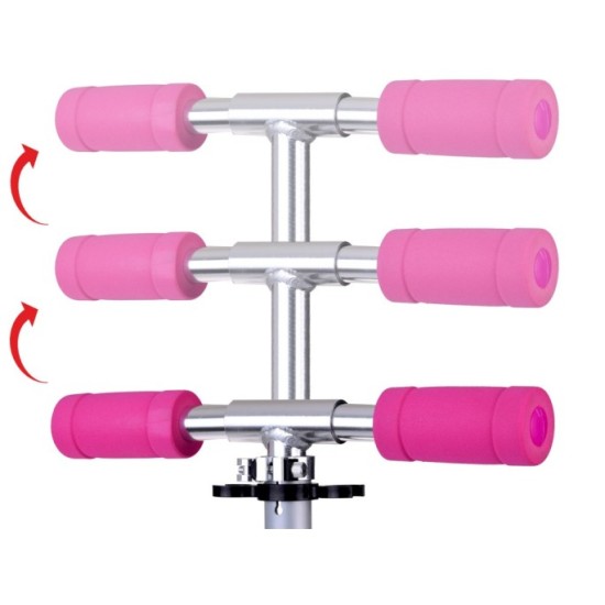 JOKO Skladacia Ľahká Kolobežka s LED Podsvietenými Kolesami, nosnosť 50kg, ružová